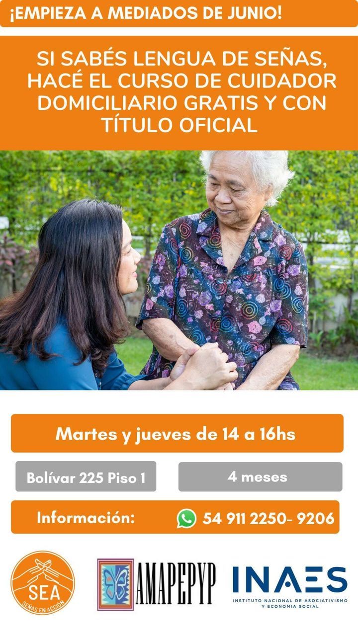 Información del curso de cuidador domiciliario, placa 1